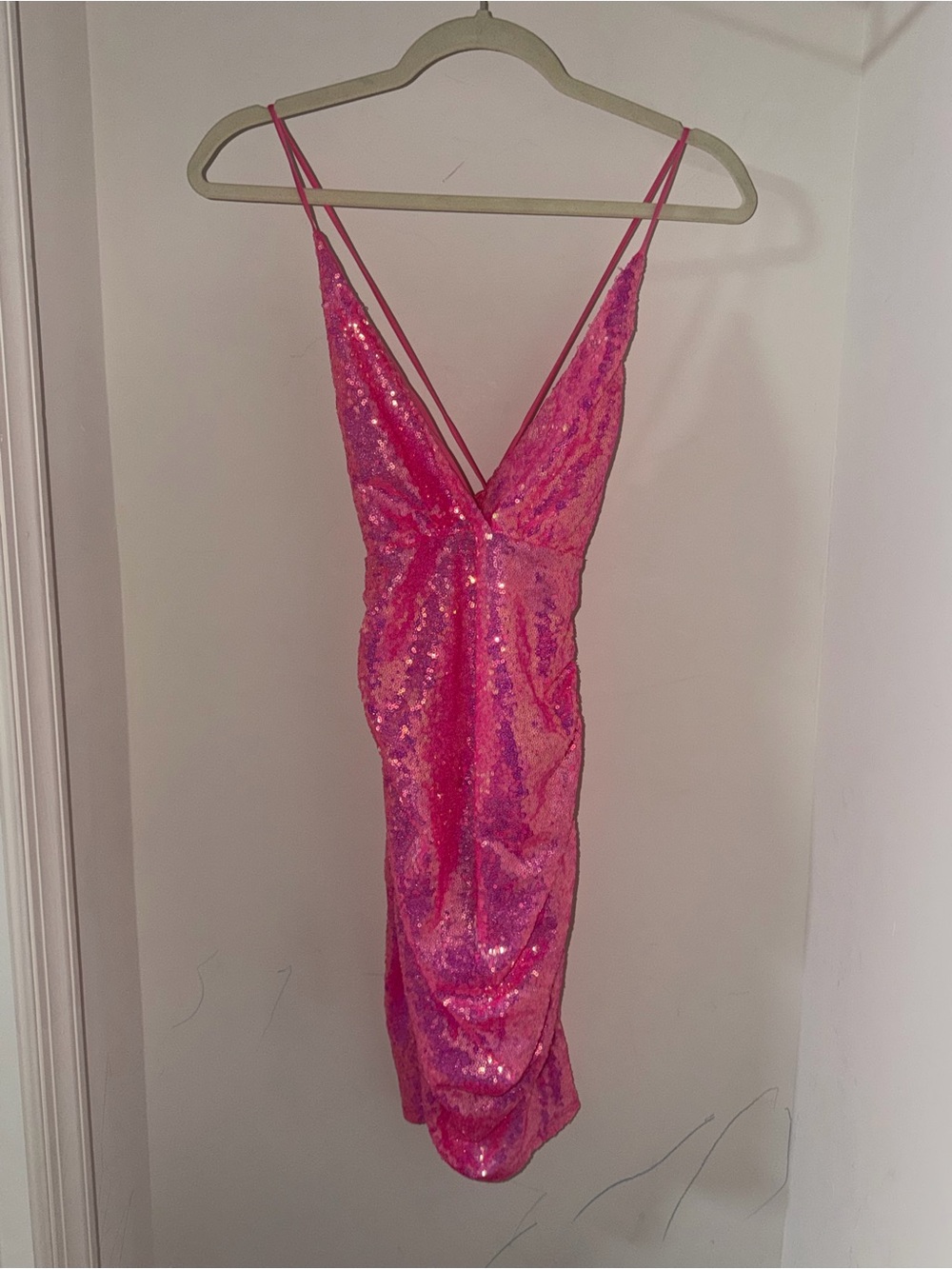 Lucy in the Sky Women’s Hot Pink Sequin Slip Dress
